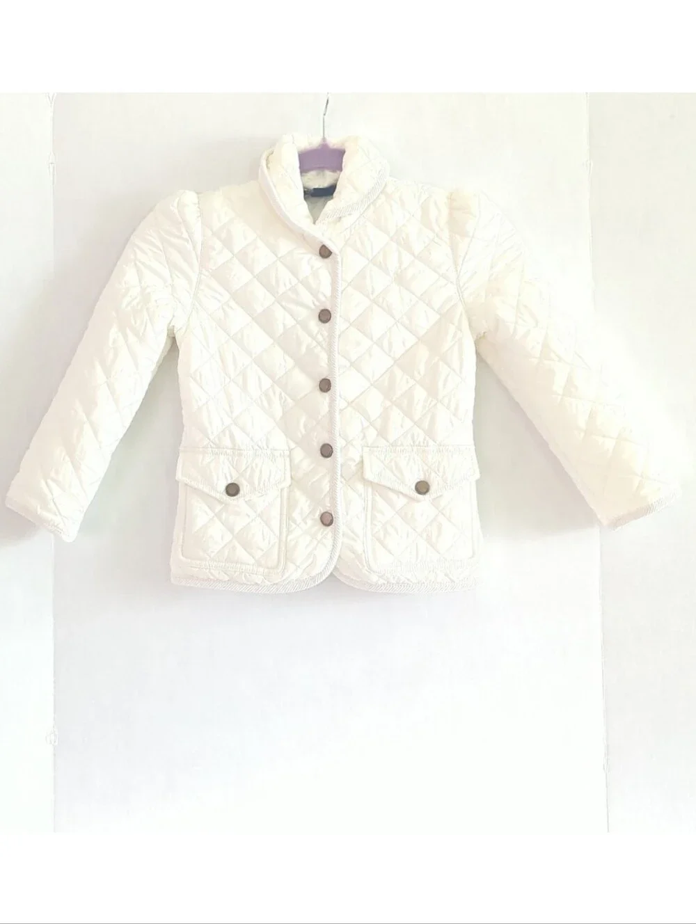 Ralph Lauren Kids White Quilted Puffer Jacket Snap Front w Pockets Size 6